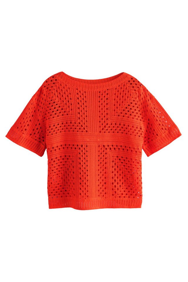 Next Kurzarmpullover T-Shirt mit gehäkeltem Ausschnitt (1-tlg) von Next
