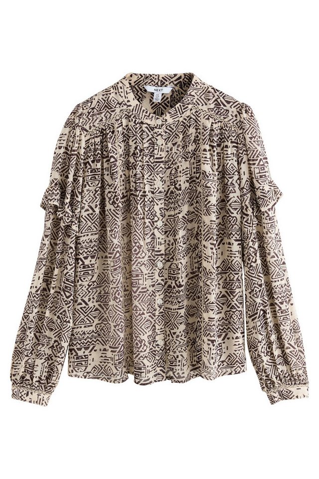 Next Langarmbluse Bluse mit Print, Biesen und Rüschen, Kurzgröße (1-tlg) von Next