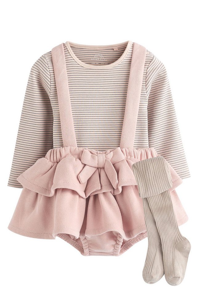 Next Langarmbody Baby Stufenrock, Langarm-Bodysuit + Strumpfhose (3-tlg) von Next