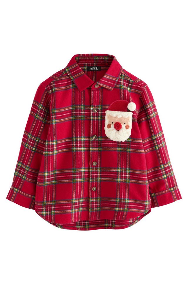 Next Langarmhemd Langarmhemd im Schottenmuster mit Weihnachtsmotiv (1-tlg) von Next