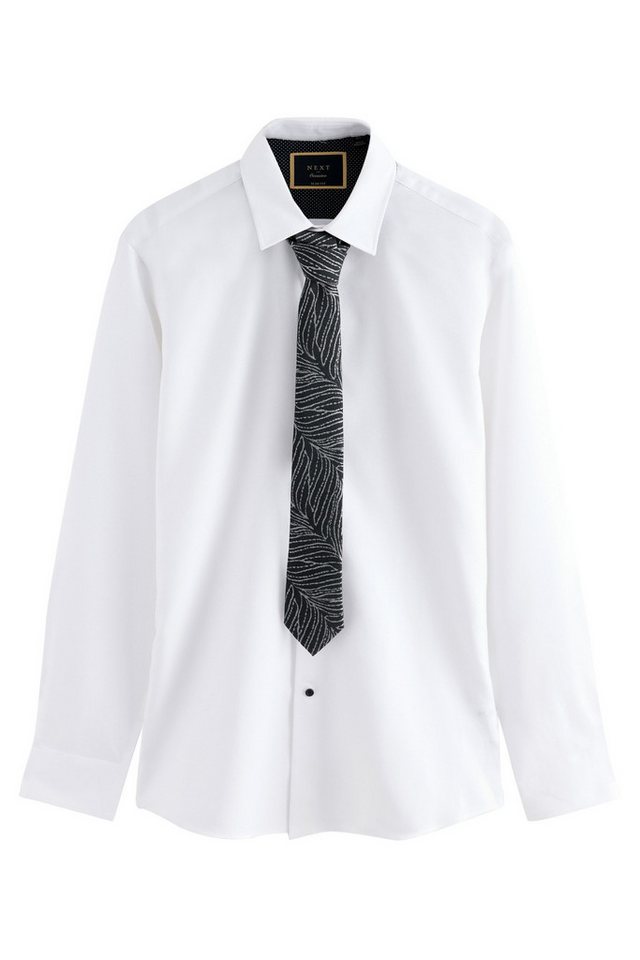 Next Langarmhemd Slim Fit Hemd mit Sportmanschetten & Krawatte (2-tlg) von Next