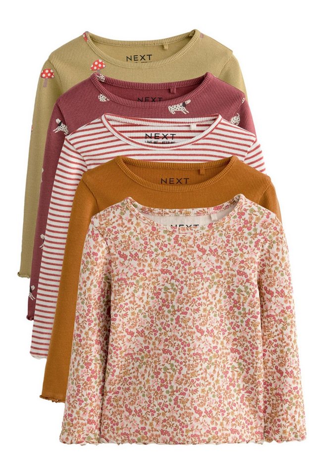 Next Langarmshirt Gerippte Langarmoberteile im 5er-Pack (5-tlg) von Next