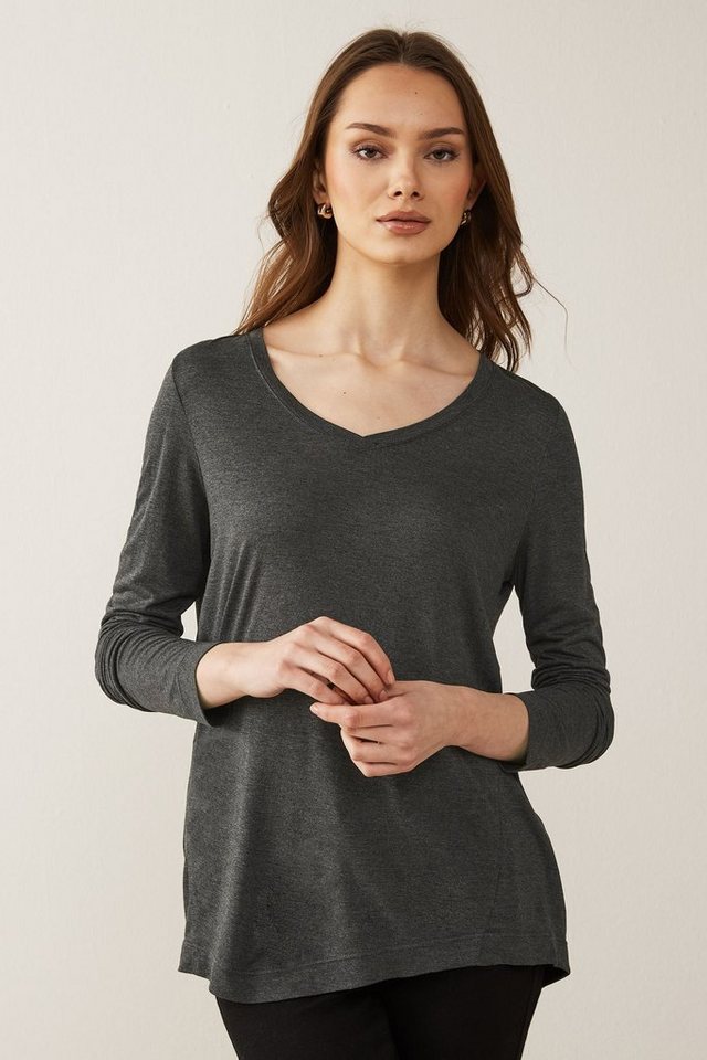 Next Langarmshirt Legeres, langärmeliges T-Shirt mit V-Ausschnitt (1-tlg) von Next