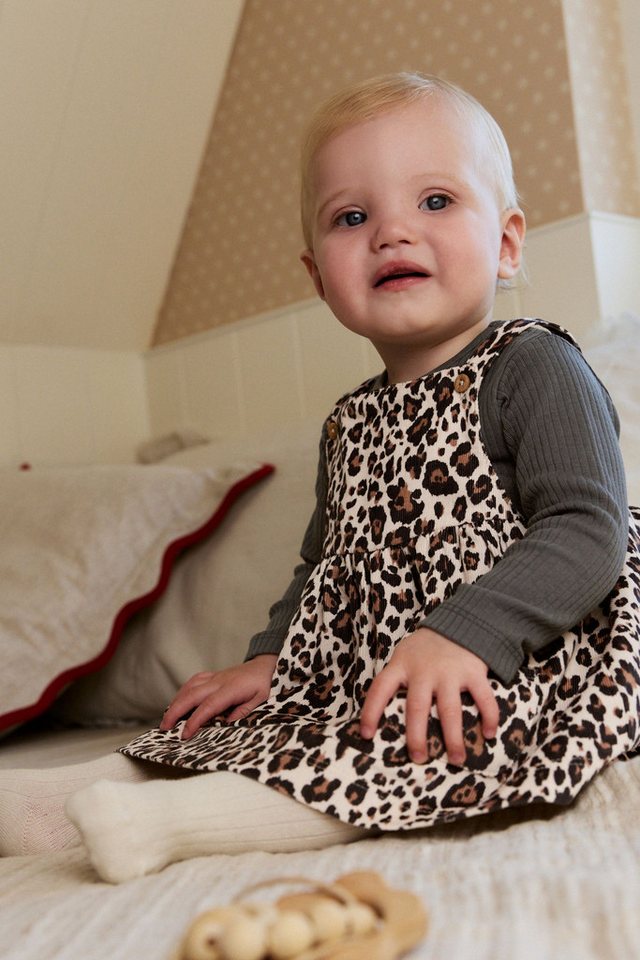 Next Latzkleid Baby-Set: Latzkleid, Langarm-Bodysuit, Strumpfhose (3-tlg) von Next