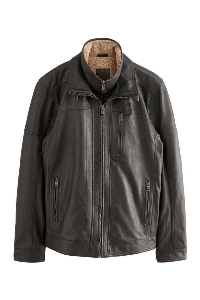 Next Lederjacke Lederjacke mit vier Taschen und Teddyfellfutter (1-St) von Next