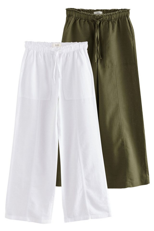 Next Leinenhose Schlupfhosen mit weitem Bein, Leinenmix, 2er-Pack (2-tlg) von Next