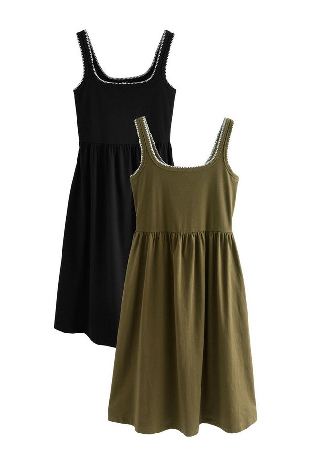 Next Midikleid Midi-Sommerkleider aus Jersey, 2er-Pack (2-tlg) von Next