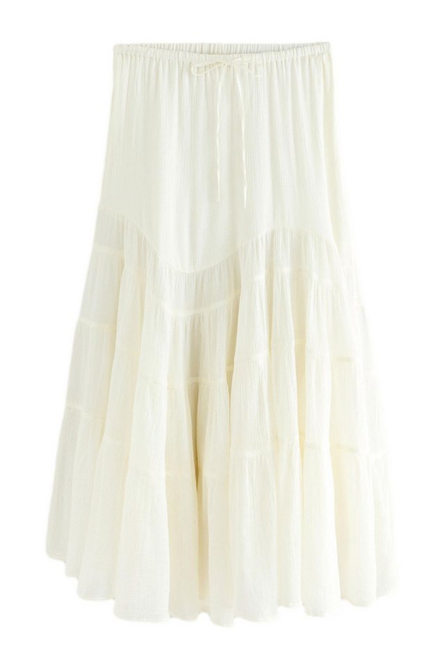 Next Midirock Gestufter Boho-Midirock aus 100 % Baumwolle (1-tlg) von Next