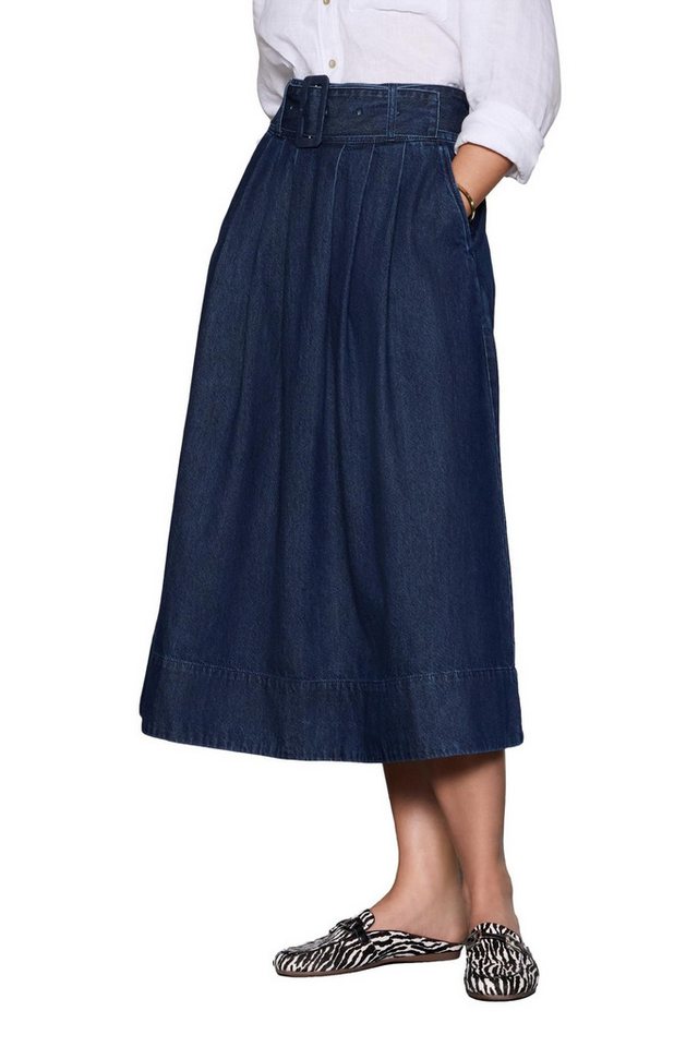 Next Midirock Plissierter Midi-Jeansrock mit Gürtel (1-tlg) von Next