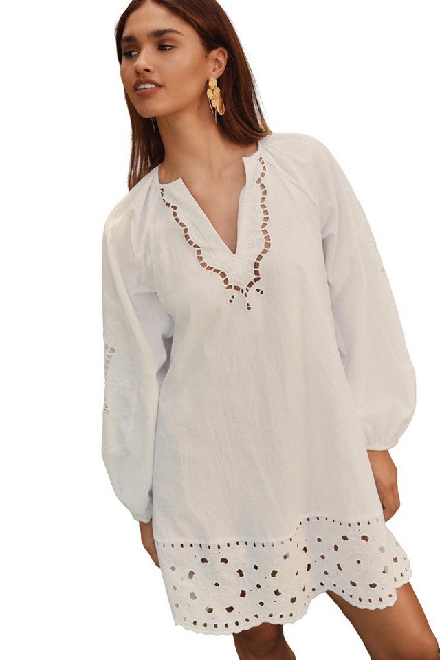 Next Minikleid Langarm-Minikleid mit Lochstickerei, Kurzgröße (1-tlg) von Next