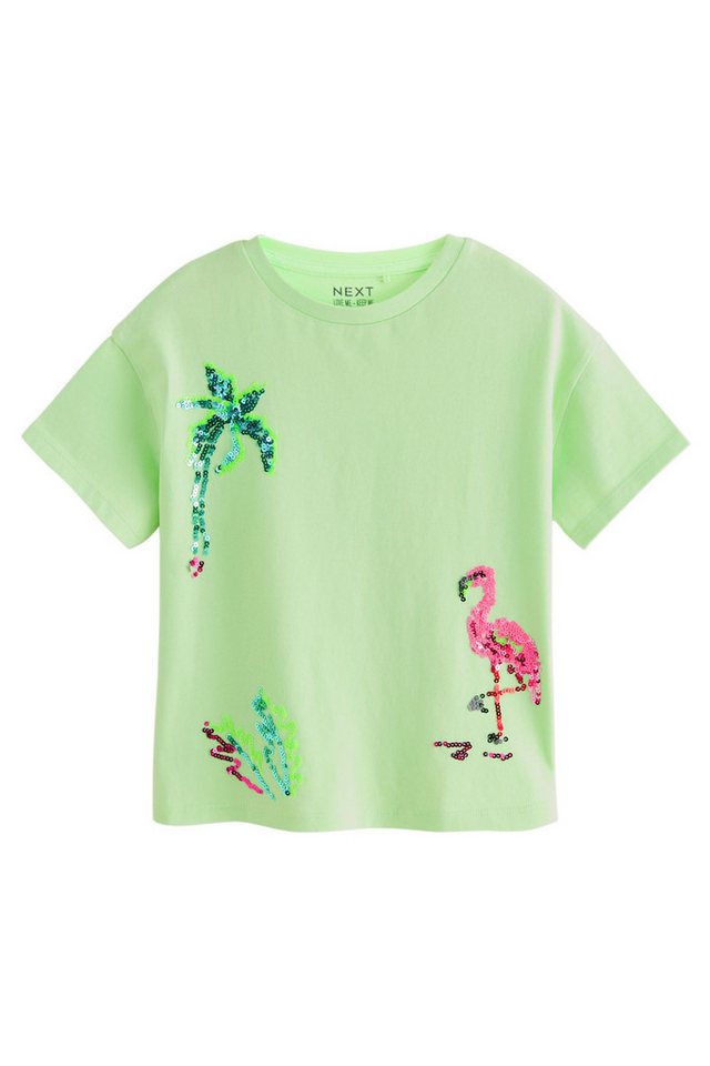 Next Paillettenshirt Oversized Fit T-Shirt mit Pailletten, Blumengrafik (1-tlg) von Next