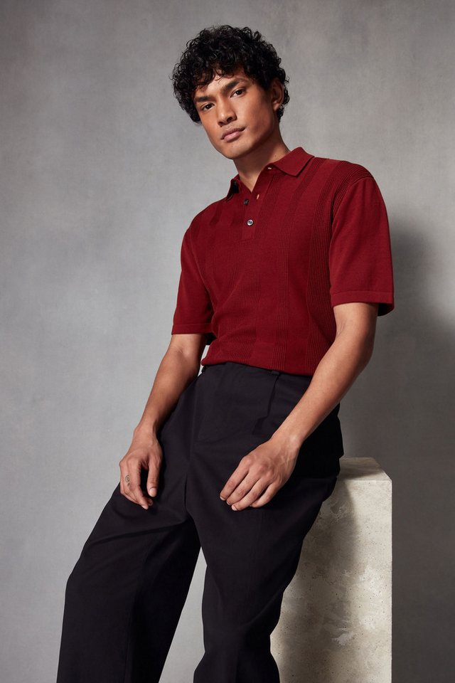 Next Poloshirt Regular Fit Poloshirt, vertikaler Strukturstrick (1-tlg) von Next