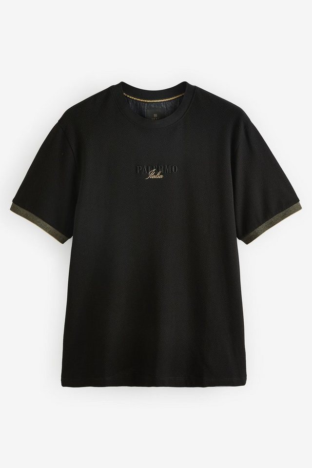 Next Print-Shirt Strukturiertes schwarzes T-Shirt (1-tlg) von Next