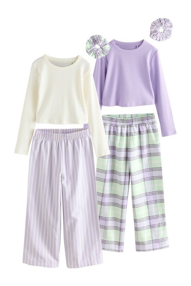 Next Pyjama 2er-Pack gewebte Schlafanzüge mit Haarbändern (4 tlg) von Next