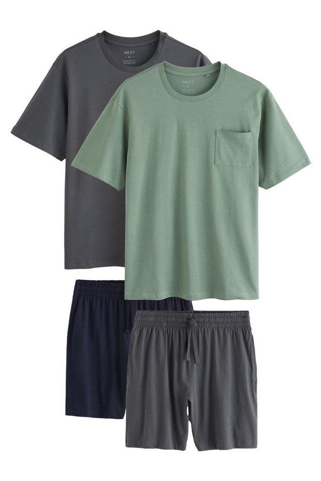 Next Pyjama Jersey-Schlafanzugshorts, 2er-Pack (4 tlg) von Next
