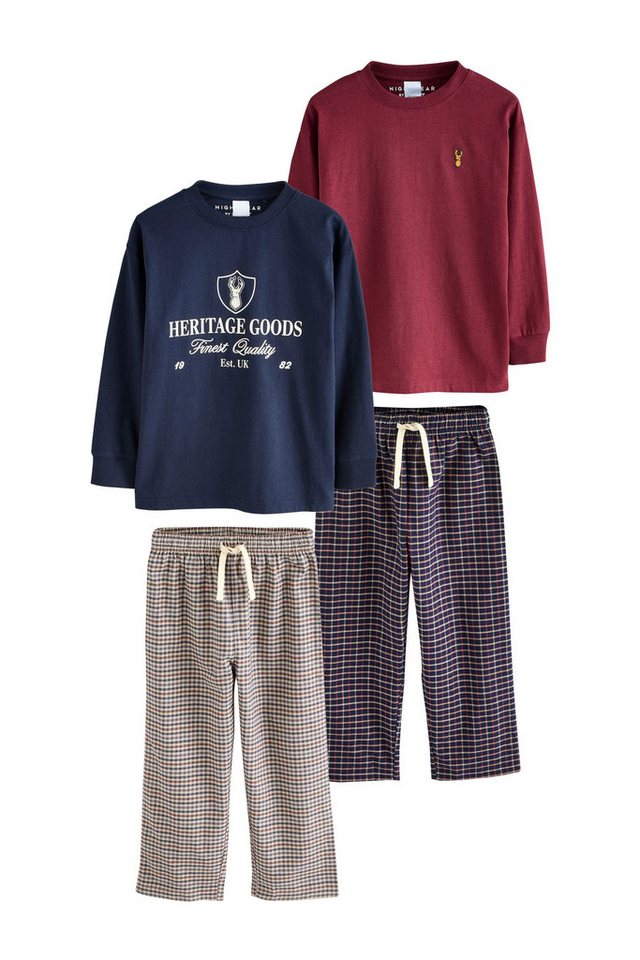 Next Pyjama Karierte Pyjamas aus Webstoff im 2er-Pack (4 tlg) von Next