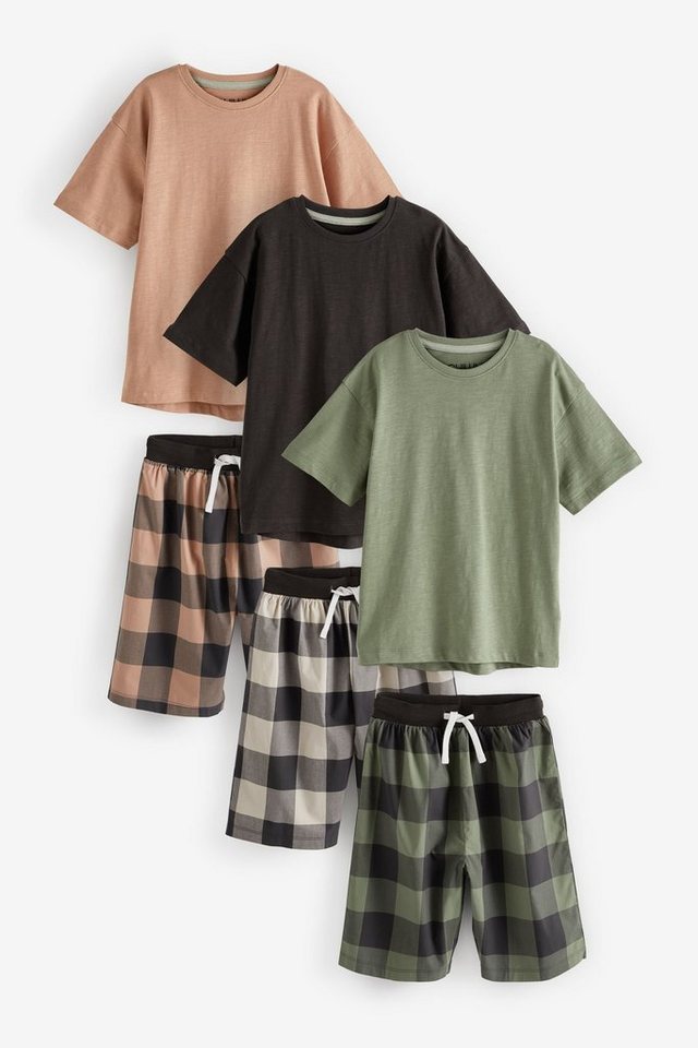 Next Pyjama Karierte kurze Schlafanzüge, 3er-Pack (6 tlg) von Next