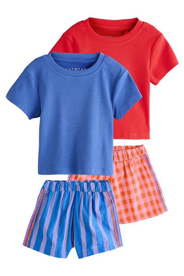 Next Pyjama Kurze Schlafanzughose aus Webmaterial im 2er-Pack (4 tlg) von Next