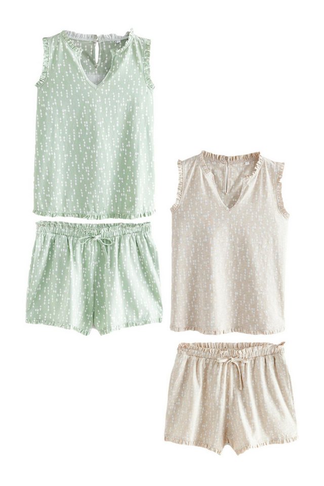 Next Pyjama Kurzer Pyjama mit Rüschentop im 2er-Pack (4 tlg) von Next