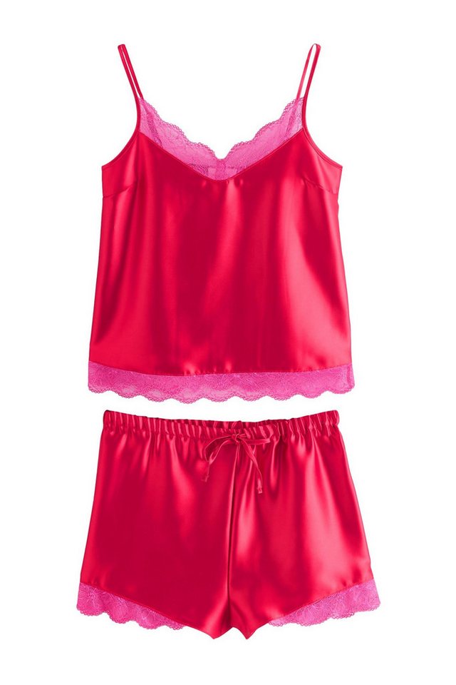 Next Pyjama Kurzer Schlafanzug mit Trägertops Spitzenbesatz (2 tlg) von Next