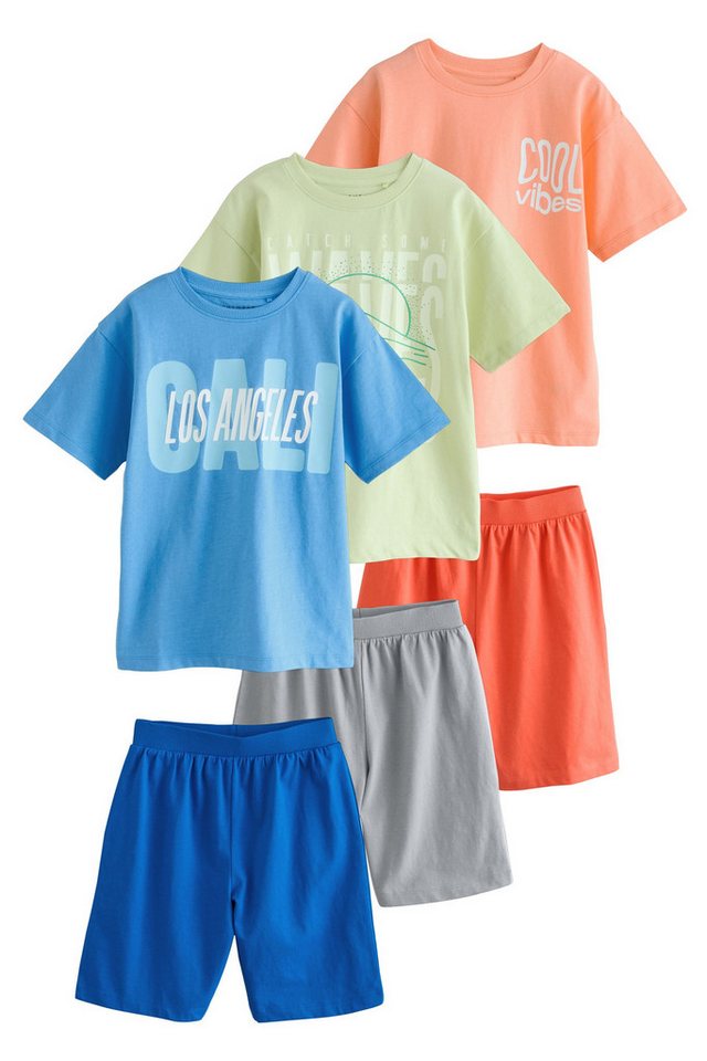 Next Pyjama Pyjamas mit Shorts aus 100 % Baumwolle, 3er-Pack (6 tlg) von Next