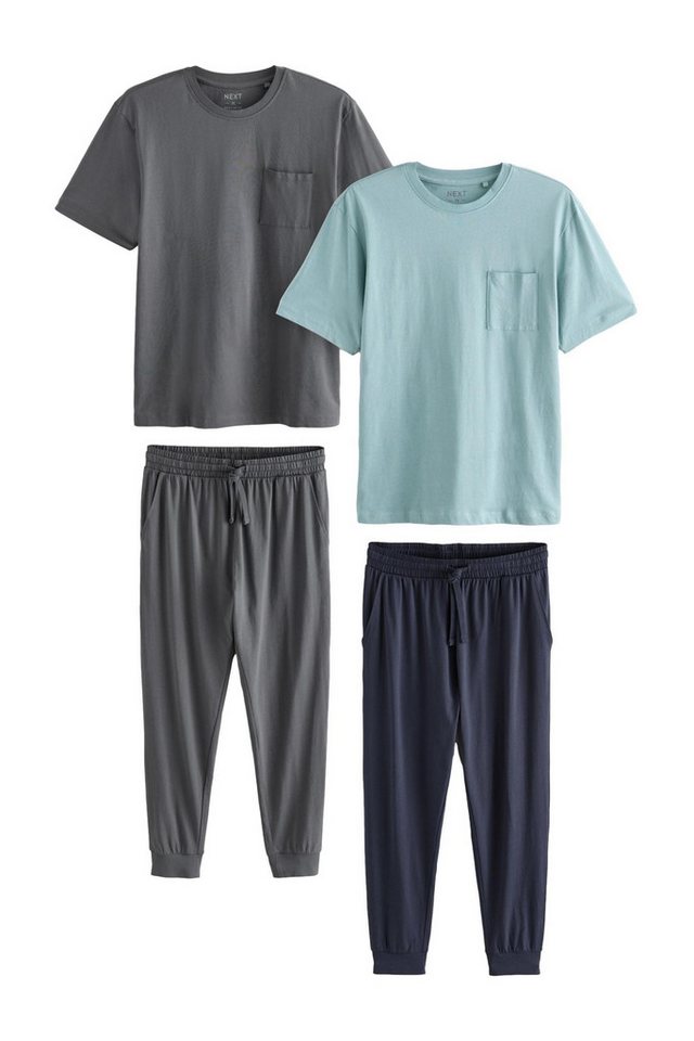 Next Pyjama Schlafanzug mit Bündchen, 2er-Pack (4 tlg) von Next