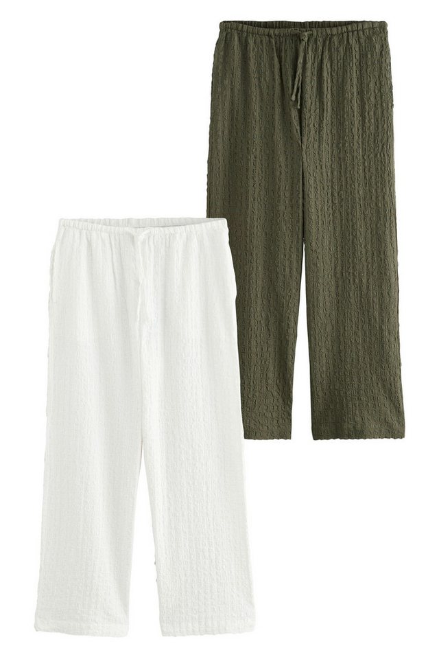 Next Pyjamahose AStrukturierte Pyjamahose aus Baumwolle, 2er-Pack (2-tlg) von Next
