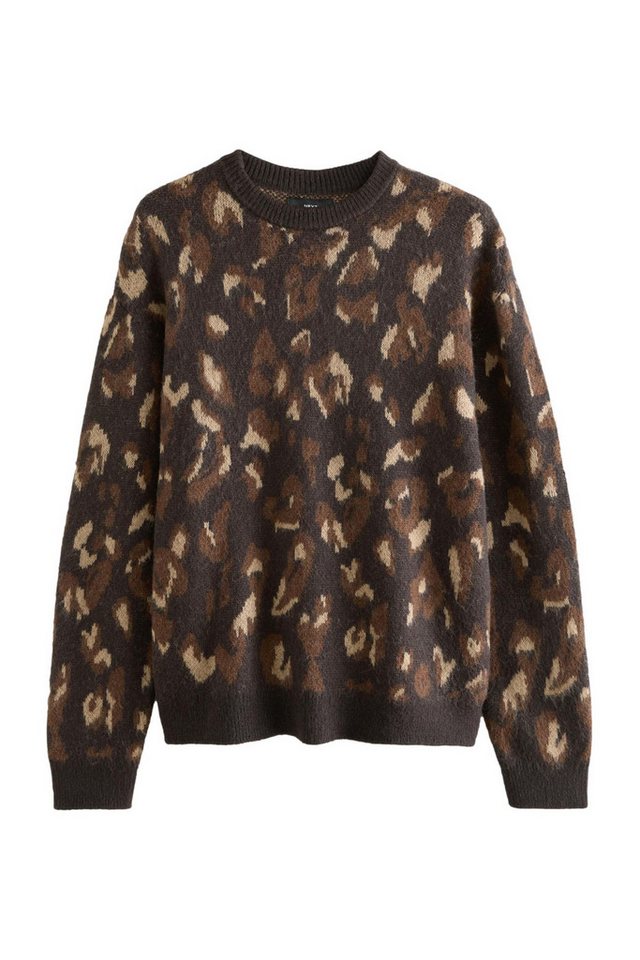 Next Rundhalspullover Relaxed Fit Rundhalspullover mit Leoparden-Print (1-tlg) von Next