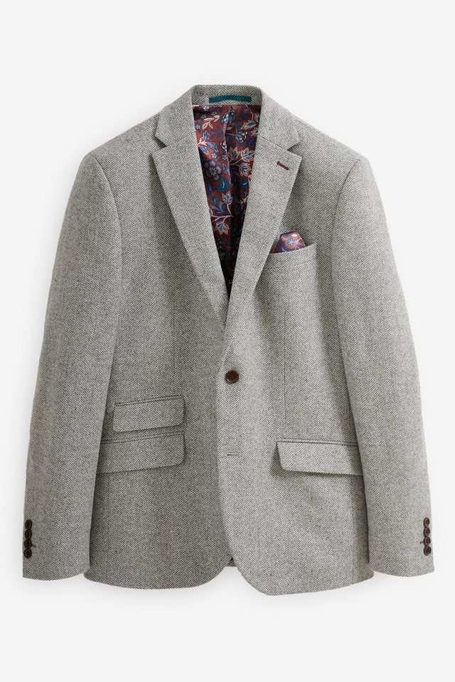 Next Sakko Nova Fides Slim Fit Wollblazer mit Fischgrätmuster (1-tlg) von Next