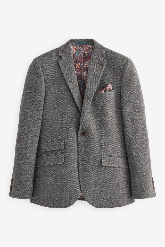 Next Sakko Nova Fides Slim Fit Wollblazer mit Fischgrätmuster (1-tlg) von Next