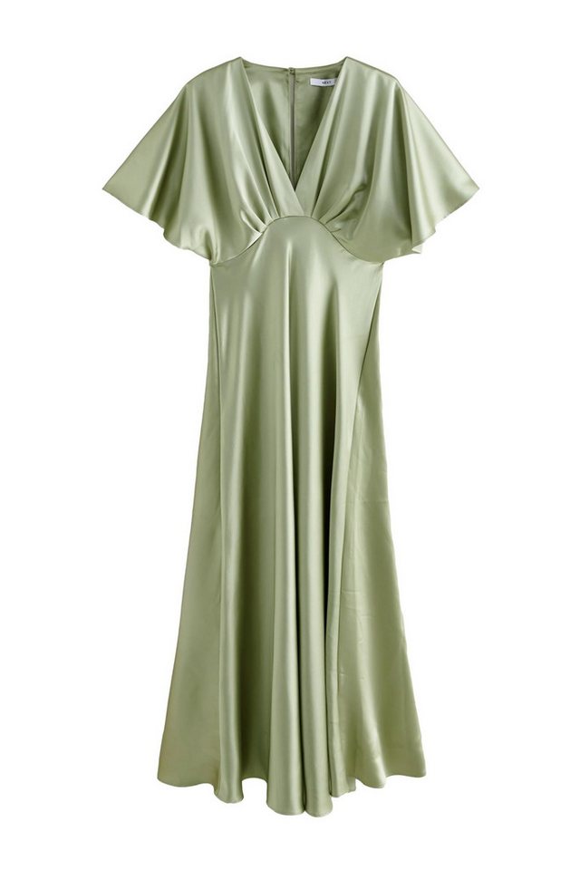 Next Satinkleid Langes Satin-Brautjungfernkleid mit Flatterärmeln (1-tlg) von Next