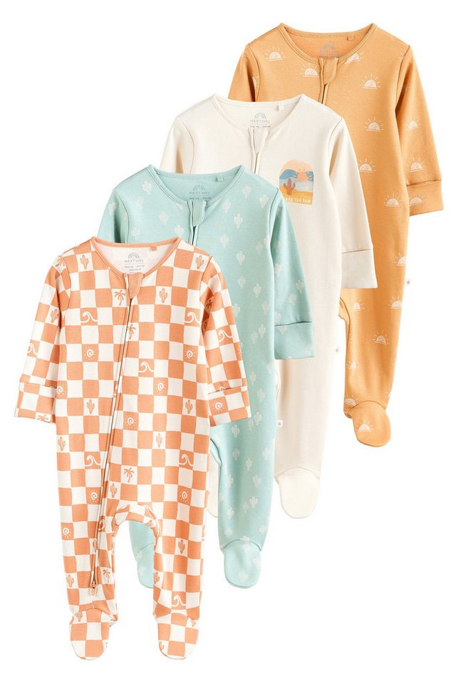 Next Schlafoverall Babyschlafanzüge mit Zweiwege-RV, 4er-Pack (4-tlg) von Next