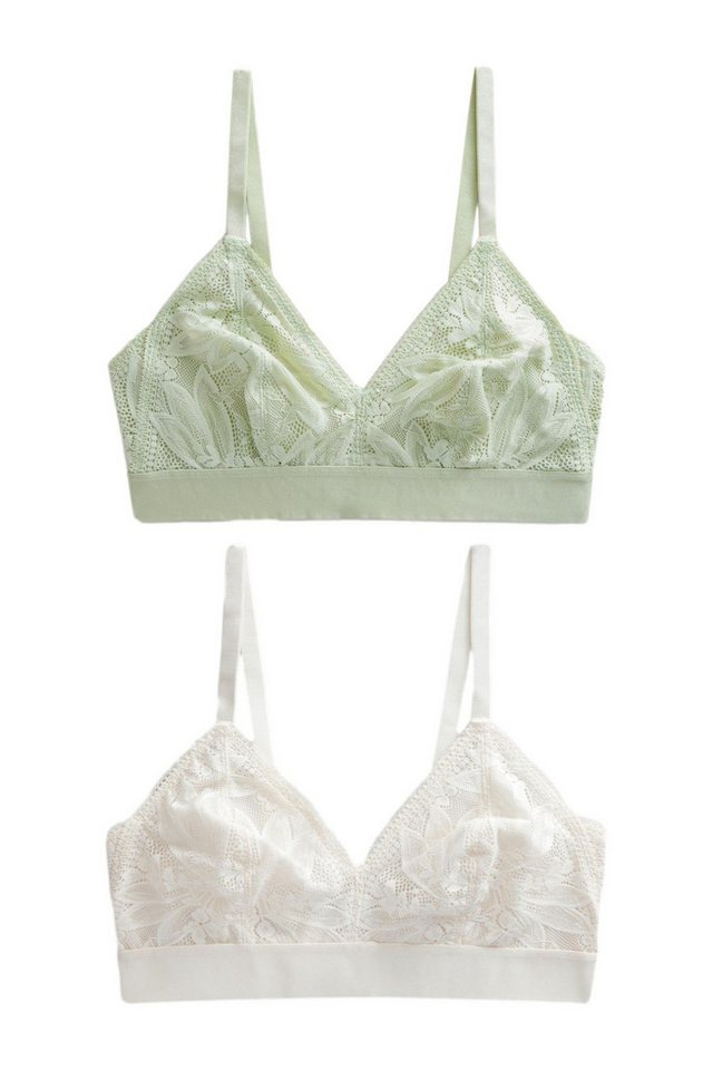 Next Set: Bügelloser BH 2 x unwattierte DD+ BHs mit Spitze, ohne Bügel (2-tlg) von Next