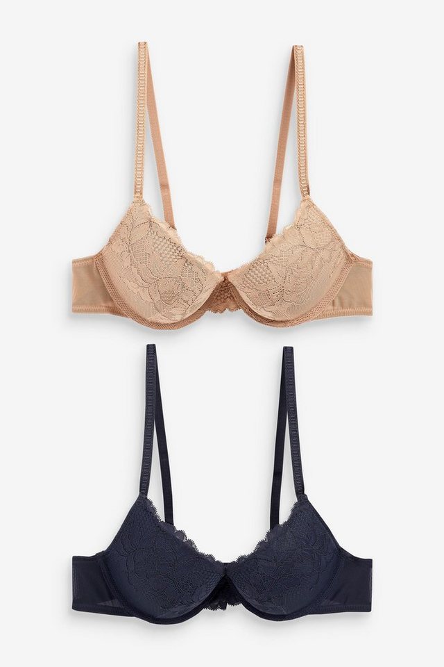Next Set: Dekolleté-BH 2er-Pack Push-up-Spitzen-BHS mit Einlage (2-tlg) von Next