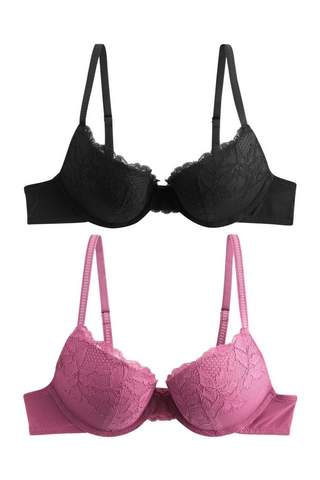 Next Set: Dekolleté-BH 2er-Pack Push-up-Spitzen-BHS mit Einlage (2-tlg) von Next