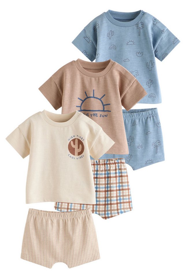 Next Shirt & Shorts Baby Oberteile und Shorts im 6-teiligen Set (6-tlg) von Next