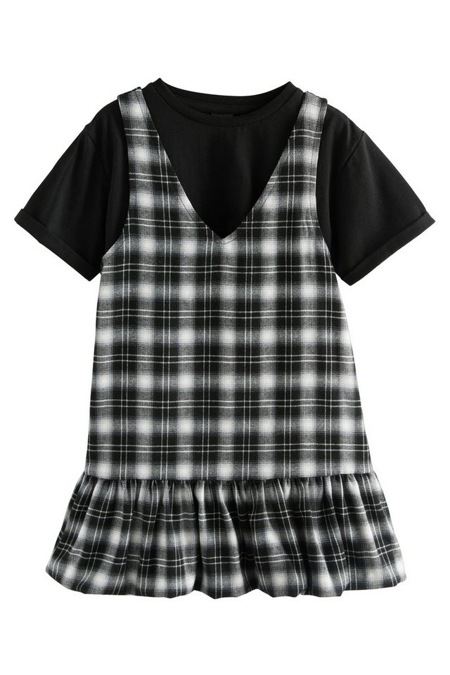 Next Shirtkleid Trägerkleid mit Rüschensaum und T-Shirt im Set (2-tlg) von Next