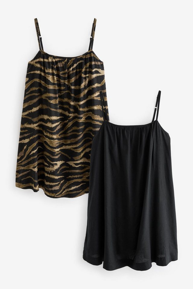 Next Sommerkleid 2er-Pack Minikleider mit Leinenanteil, Kurzgröße (2-tlg) von Next