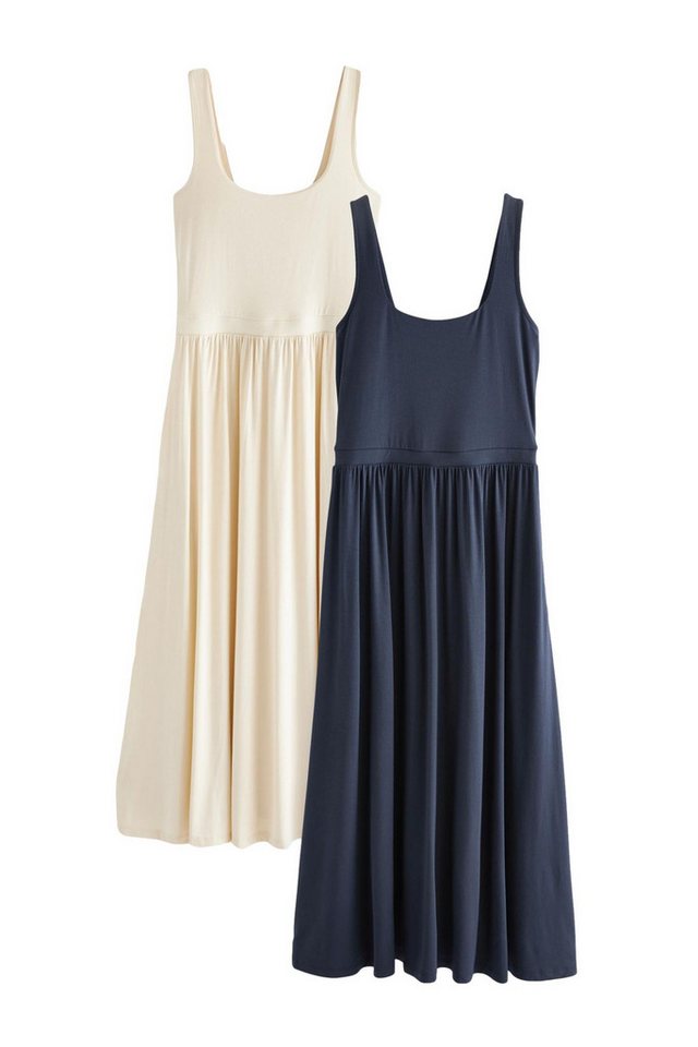 Next Sommerkleid Sommerliches, tailliertes Jersey-Kleid, 2er-Pack (2-tlg) von Next