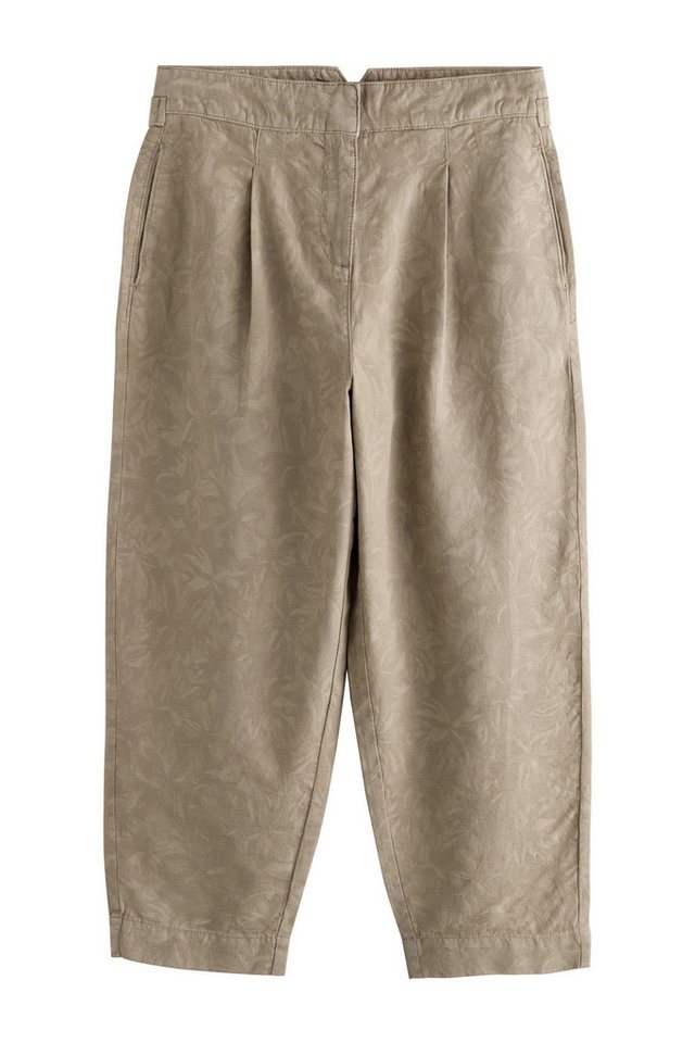 Next Stoffhose Barrel Hose aus 100 % Baumwolljacquard, Kurzgröße (1-tlg) von Next