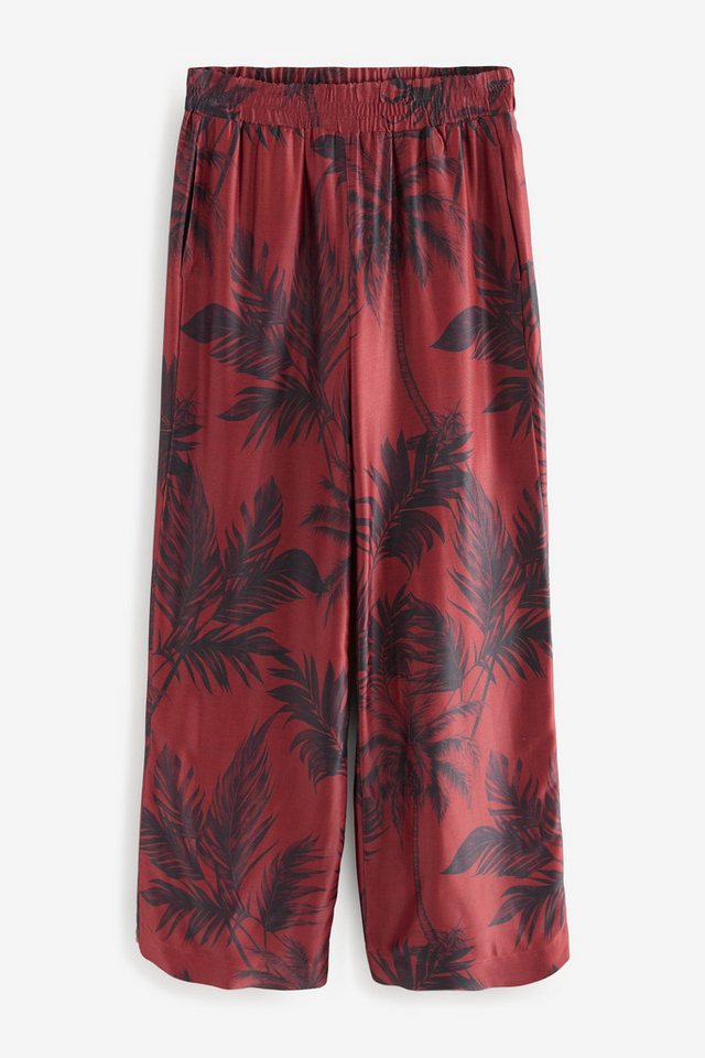 Next Stoffhose Satinhose mit weitem Beinschnitt, Kurzgröße (1-tlg) von Next