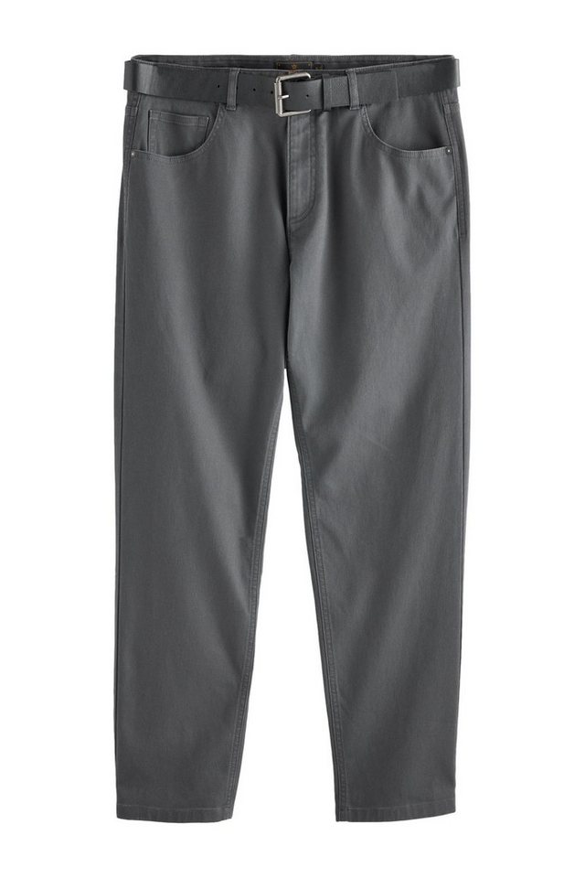 Next Stoffhose Straight Fit Hose mit 5-Taschen-Design und Gürtel (2-tlg) von Next
