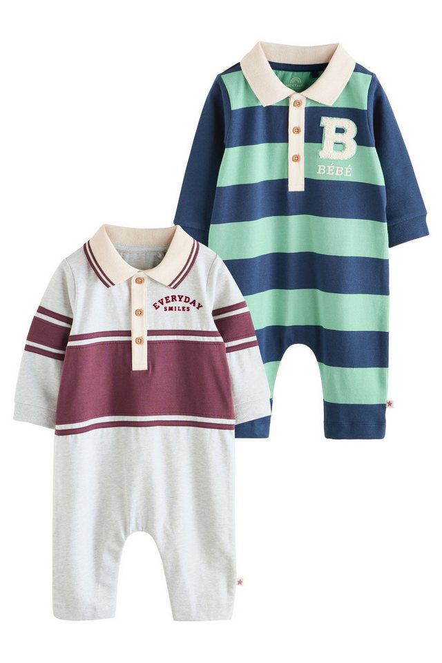 Next Strampler Baby Strampler aus Jersey mit Kragen, 2er-Pack (2-tlg) von Next