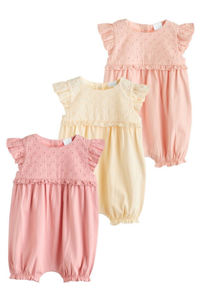 Next Strampler Baby Strampler mit Lochstickerei 3-Pack (3-tlg) von Next