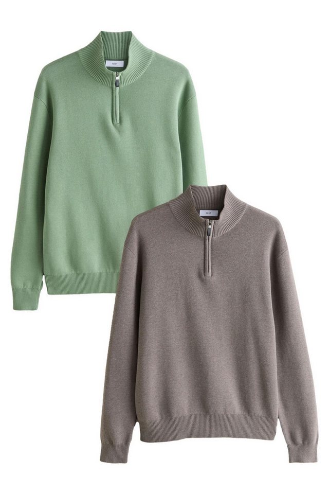 Next Strickpullover Regular Fit Premium Troyer, 2er-Pack (2-tlg) von Next