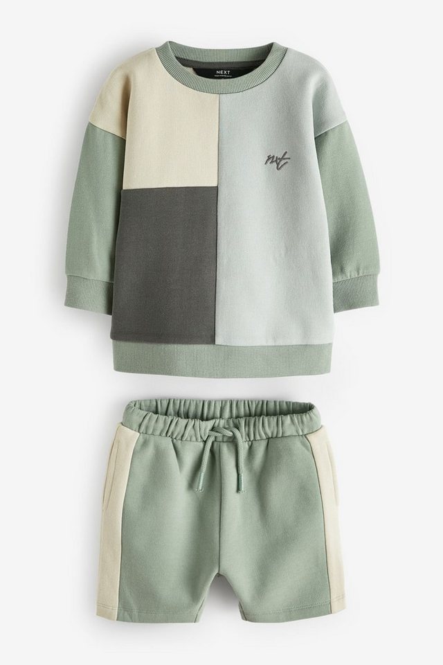 Next Sweatanzug Oversized-Sweatshirt in Blockfarben und Shorts (2-tlg) von Next