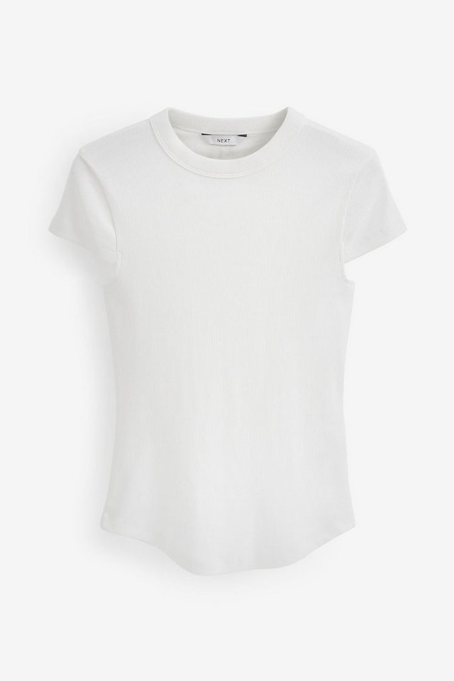 Next T-Shirt Geripptes Kurzarm-Sweatshirt mit rundem Ausschnitt (1-tlg) von Next