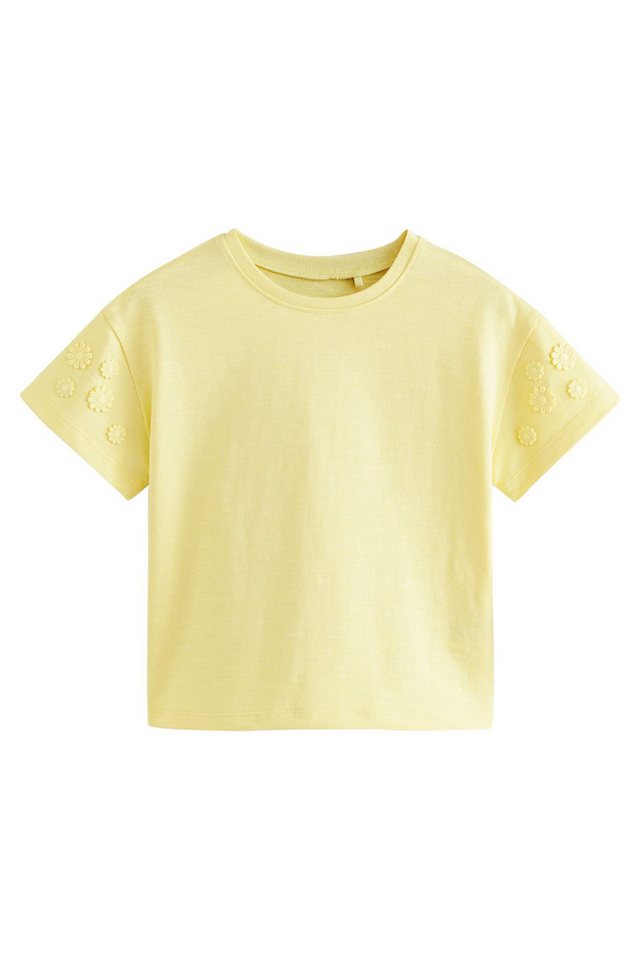 Next T-Shirt Kurzarmshirt aus 100 % Baumwolle mit Blume (1-tlg) von Next