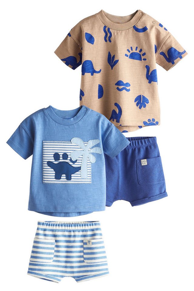 Next T-Shirt & Shorts Baby-T-Shirts und Shorts im Set, 4er-Pack (4-tlg) von Next