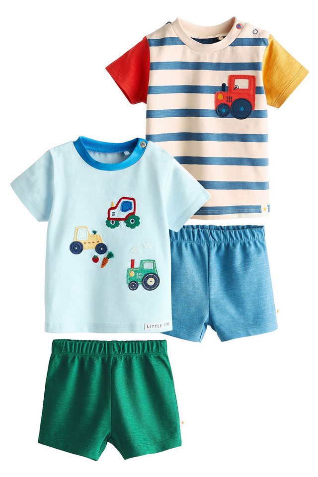 Next T-Shirt & Shorts Baby-T-Shirts und Shorts im Set, 4er-Pack (4-tlg) von Next